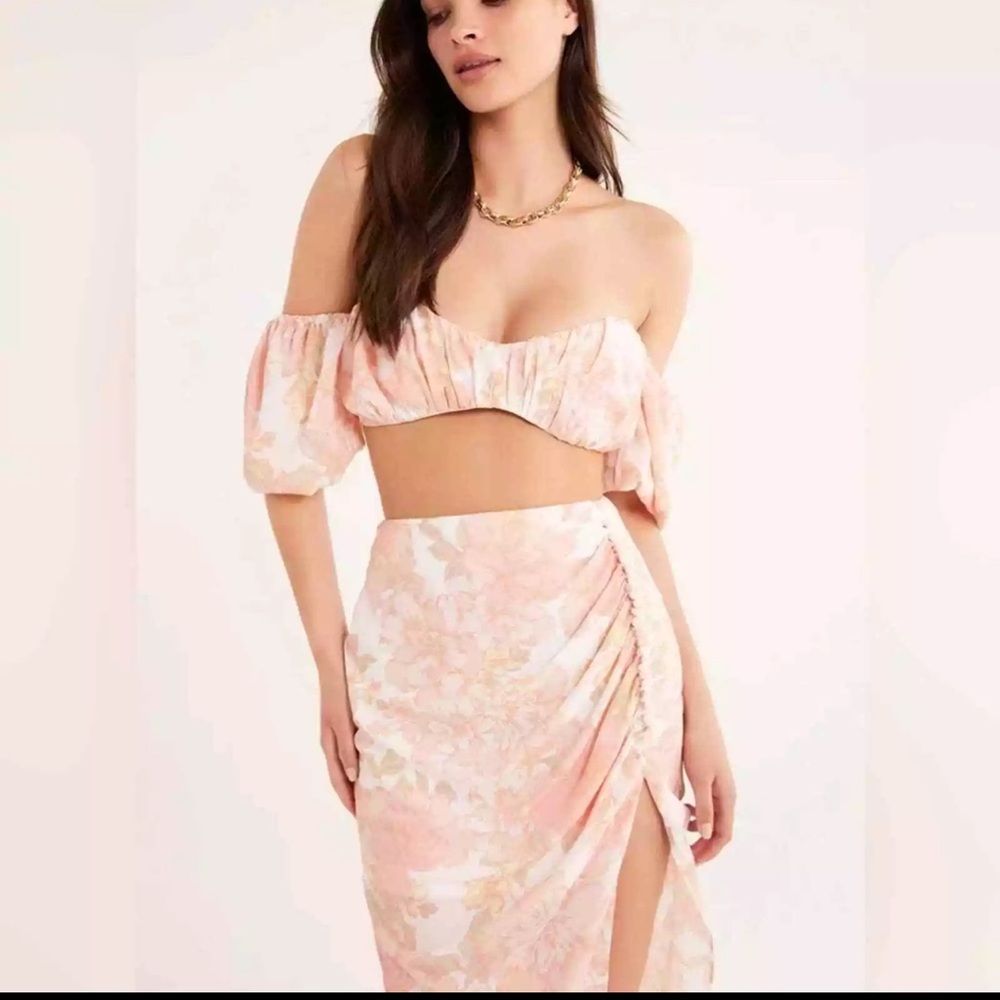 Rumer Isola floral crop top and midi skirt set Size M NWT